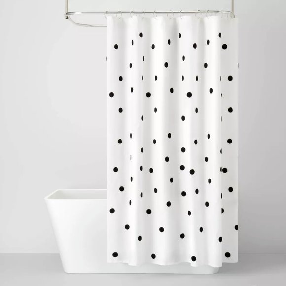 Pillowfort Bath Pillowfort White Black All Over Polka Dotted